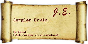 Jergler Ervin névjegykártya